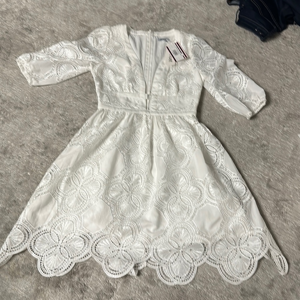 NWT White Dress with Lace Detail